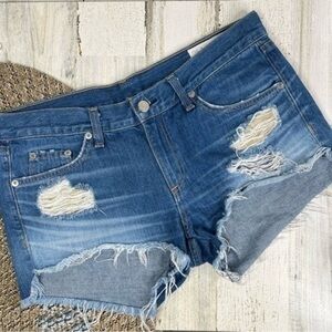 Rag & Bone Cutoff Denim Shorts in Freeport Distressed frayed cutoff hem Jeans 27